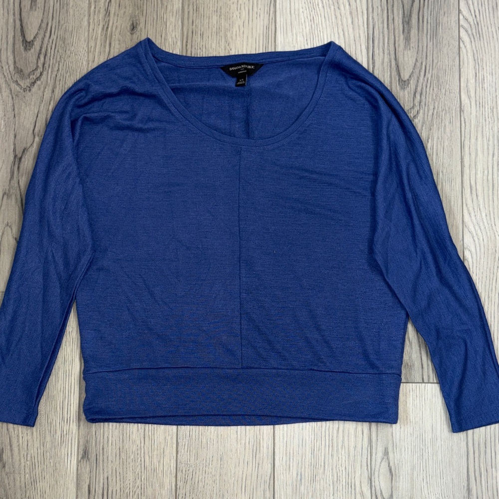 Banana Republic Royal Blue Scoop Neck Long Sleeve Top